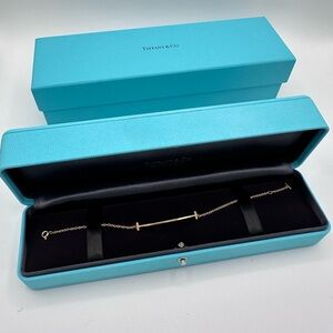 Tiffany & Co. Gold T-Bar Bracelet with Tiffany Blue Box